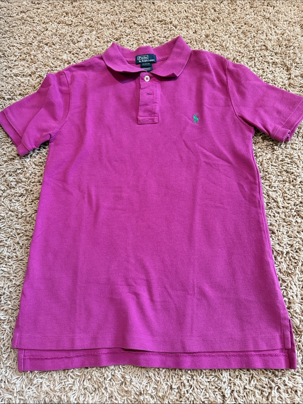 Ralph Lauren Boys Magenta Polo Shirt with Green Pony